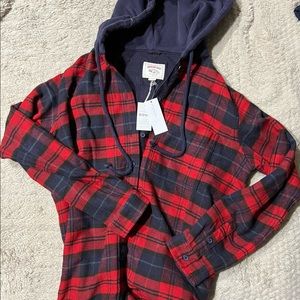 AE plaid button up hoodie